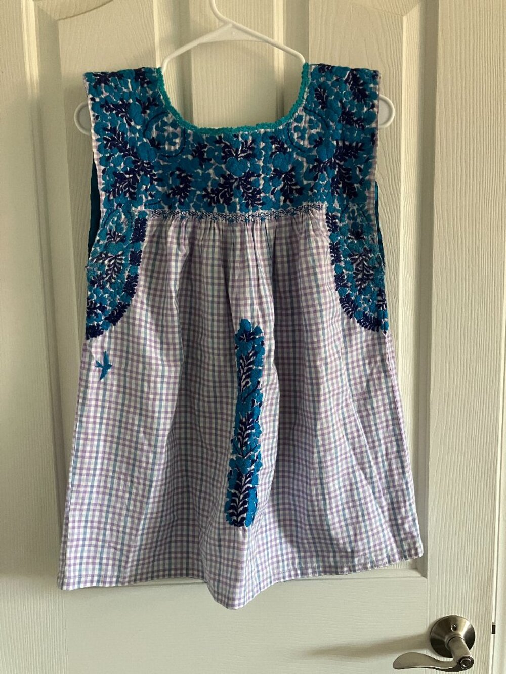 Mi Golondrina Peasant Blouse  Blue Floral